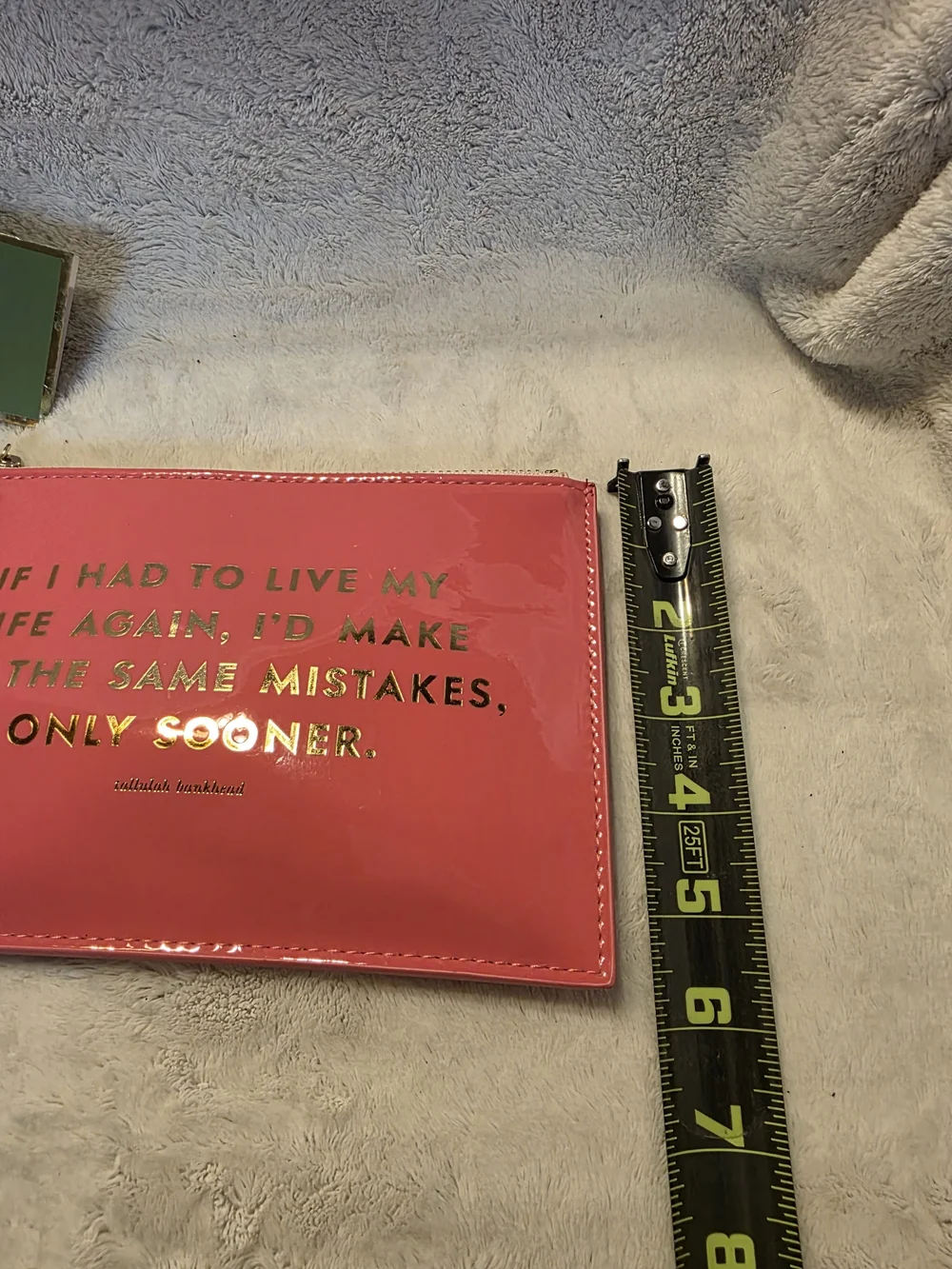 kate spade glossy hot pink zip pouch with gold logo